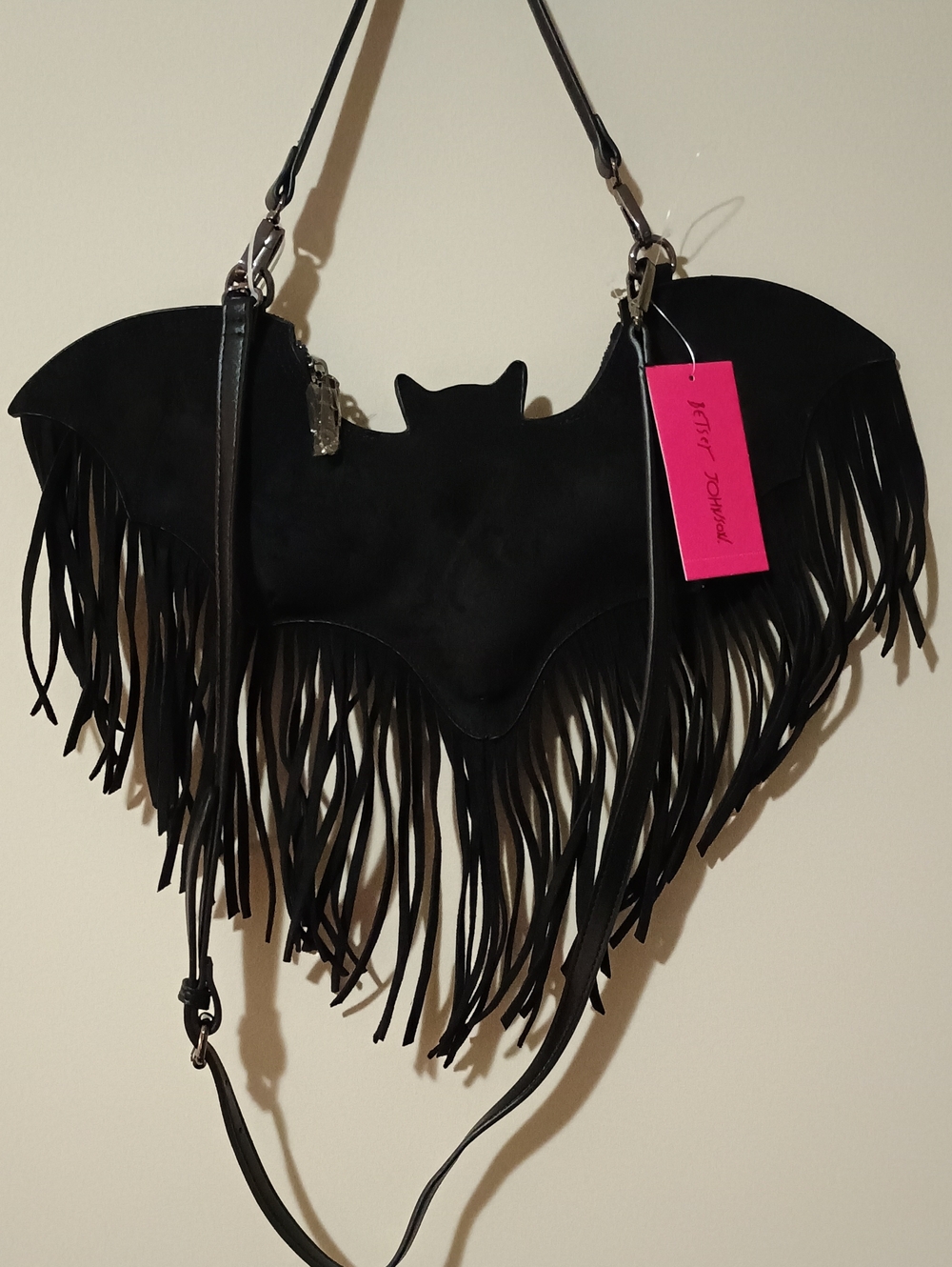 NWTS Betsey Johnson Xoblaire Black Bat Fringe Crossbody Bag. Viral Hard To Find